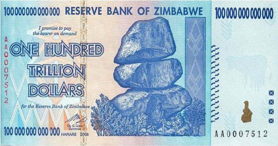 Zimbabwe 100 Trillion Dollar